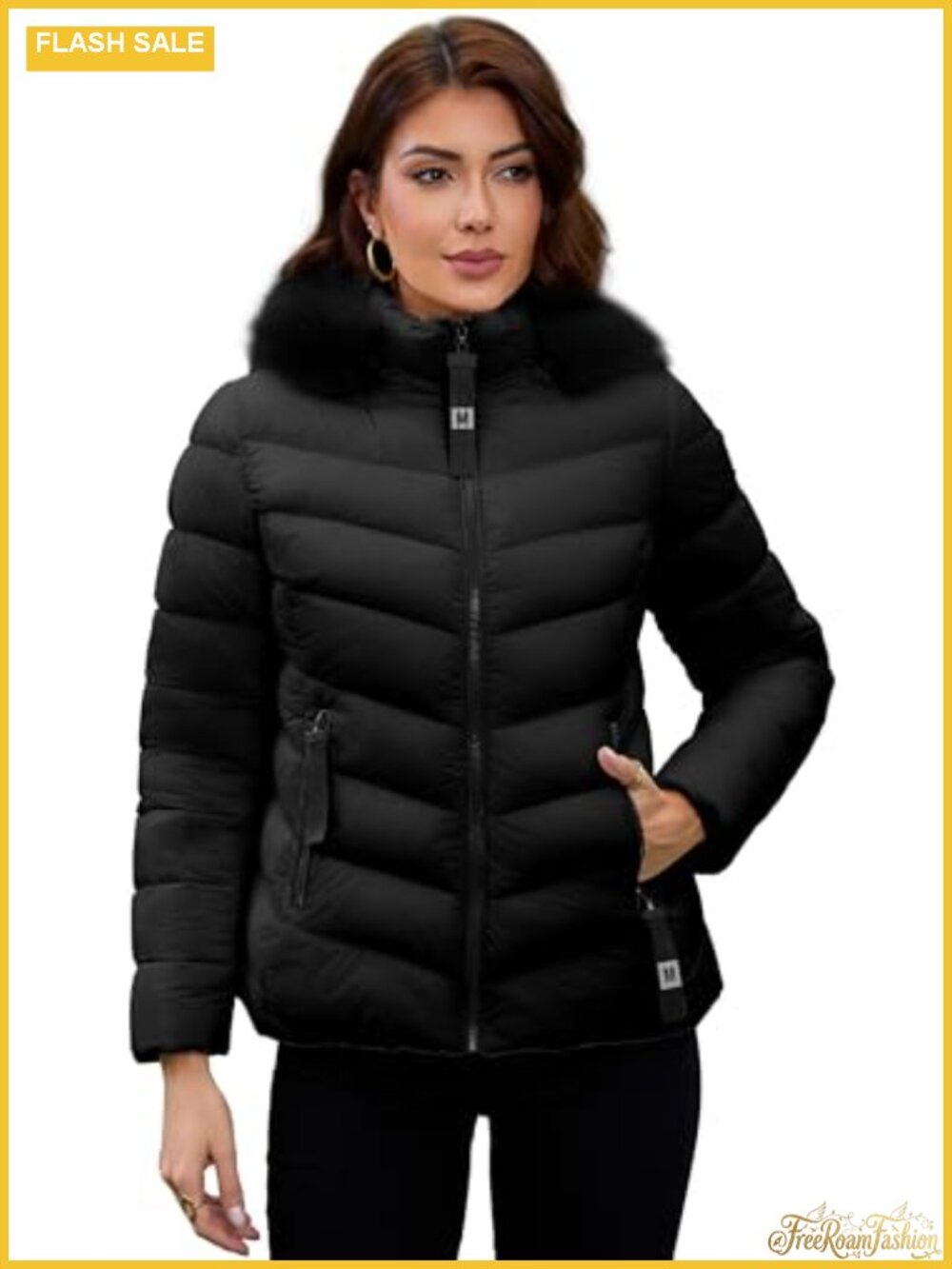 Women's Quilted Puffer Jacket Winter Coat Lightweight Warm Hooded